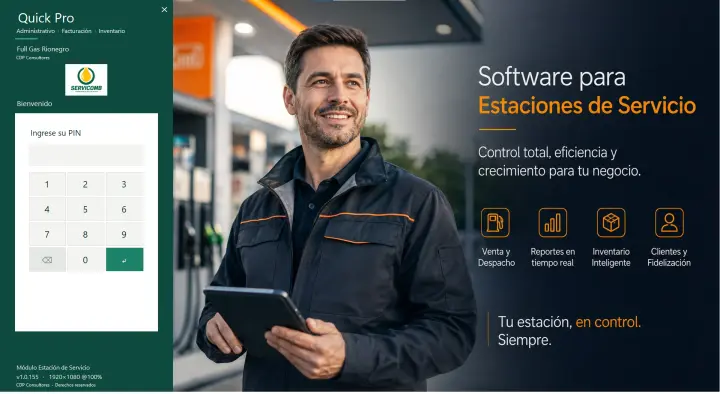 Pantalla de acceso por PIN con el logo de la estación