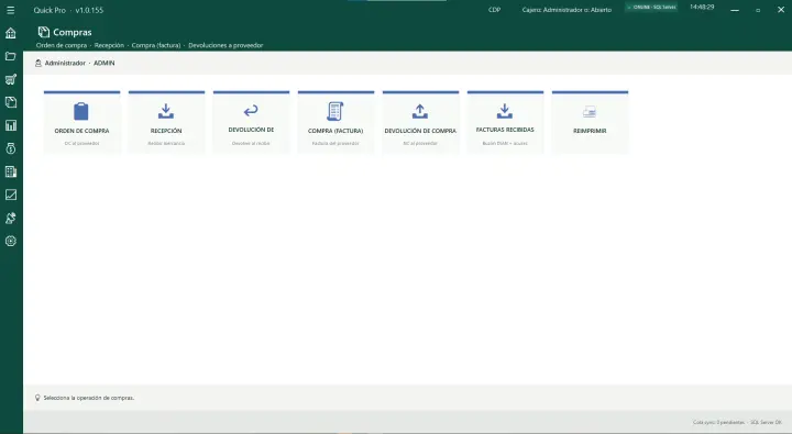 Módulo de compras con orden, recepción y buzón DIAN