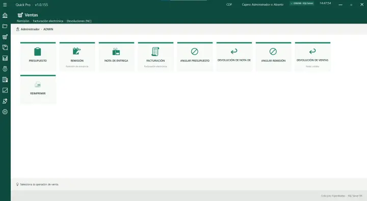 Módulo de ventas: presupuesto, remisión, nota de entrega y facturación